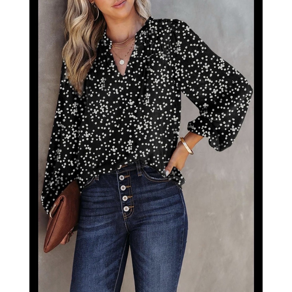 Dokotoo Women Casual Boho Alicia Flowy Print Smocked Lined Blouse Top Career 2XL